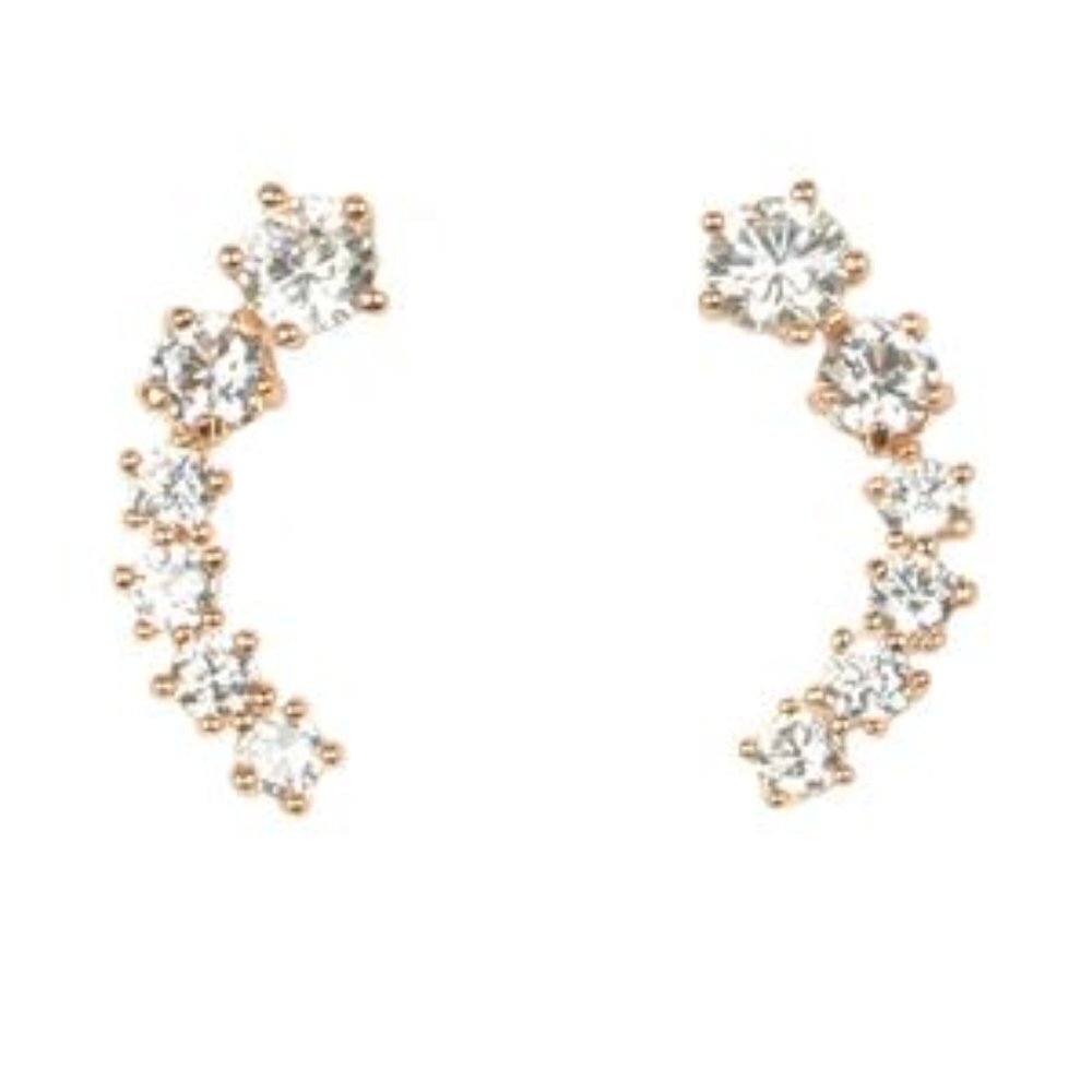 NIB Eye Candy of Los Angeles Climbing Earrings Gold Tone with CZ Stones